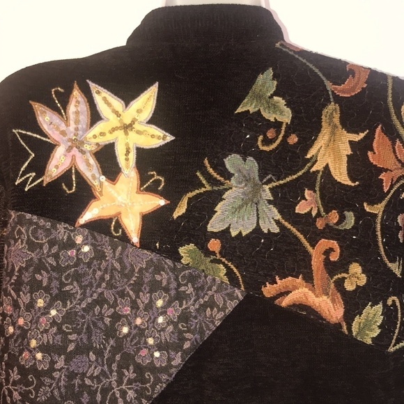 Alex Kim Boho Embroidered Beaded Blazer Jacket Size Medium Floral Patchwork - Picture 8 of 17